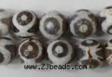 CAG4716 15 inches 14mm faceted round tibetan agate beads wholesale