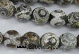 CAG4720 15 inches 14mm faceted round tibetan agate beads wholesale