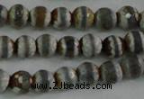 CAG4722 15 inches 6mm faceted round tibetan agate beads wholesale