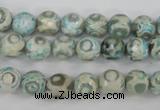 CAG4730 15 inches 8mm faceted round tibetan agate beads wholesale