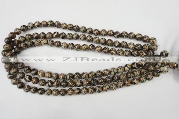 CAG4735 15 inches 8mm round tibetan agate beads wholesale