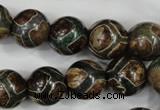 CAG4738 15 inches 14mm round tibetan agate beads wholesale