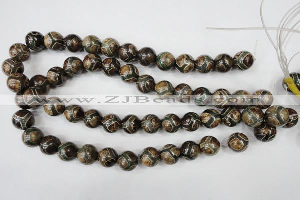 CAG4738 15 inches 14mm round tibetan agate beads wholesale