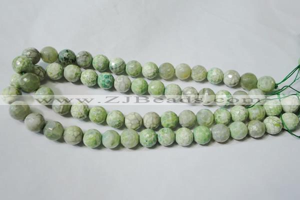 CAG4792 15.5 inches 12mm faceted round fire crackle agate beads