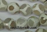 CAG4817 15 inches 12mm faceted round tibetan agate beads wholesale