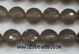 CAG4828 15 inches 12mm faceted round grey agate beads wholesale