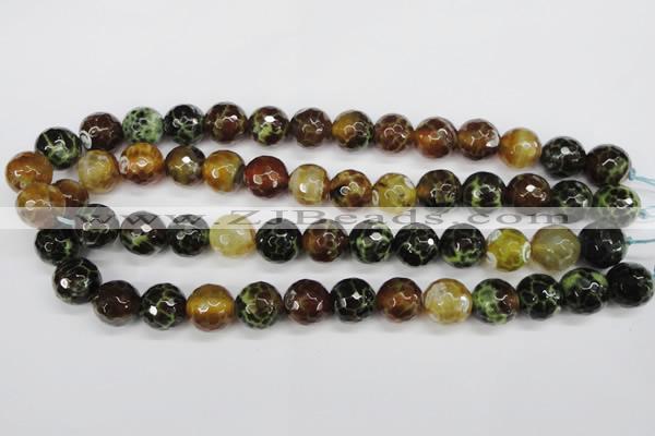 CAG4845 15 inches 14mm faceted round dragon veins agate beads