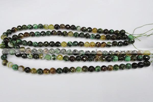 CAG4851 15 inches 6mm faceted round dragon veins agate beads