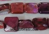 CAG4874 15 inches 14*14mm faceted square fire crackle agate beads