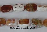 CAG4879 15 inches 10*14mm faceted rectangle fire crackle agate beads