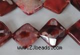 CAG4886 15 inches 14*14mm faceted diamond fire crackle agate beads