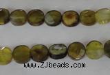 CAG4890 15 inches 8mm faceted coin fire crackle agate beads