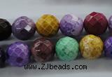CAG4903 15.5 inches 12mm faceted round dyed white agate beads