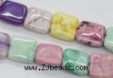 CAG4910 15.5 inches 12*12mm square dyed white agate beads