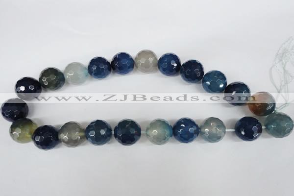 CAG5008 15.5 inches 18mm faceted round agate gemstone beads wholesale