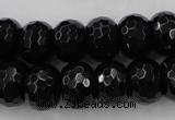 CAG5066 15.5 inches 10*13mm faceted rondelle black agate beads