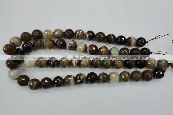 CAG5110 15.5 inches 14mm faceted round line agate beads wholesale