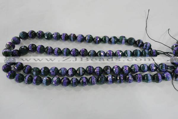 CAG5148 15 inches 10mm faceted round tibetan agate beads wholesale