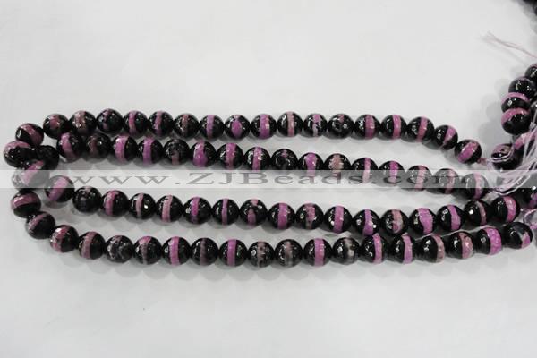 CAG5149 15 inches 10mm faceted round tibetan agate beads wholesale