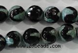 CAG5165 15 inches 12mm faceted round tibetan agate beads wholesale