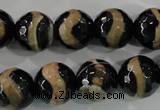 CAG5168 15 inches 14mm faceted round tibetan agate beads wholesale