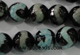 CAG5169 15 inches 14mm faceted round tibetan agate beads wholesale