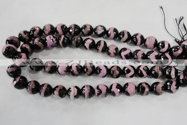 CAG5170 15 inches 14mm faceted round tibetan agate beads wholesale