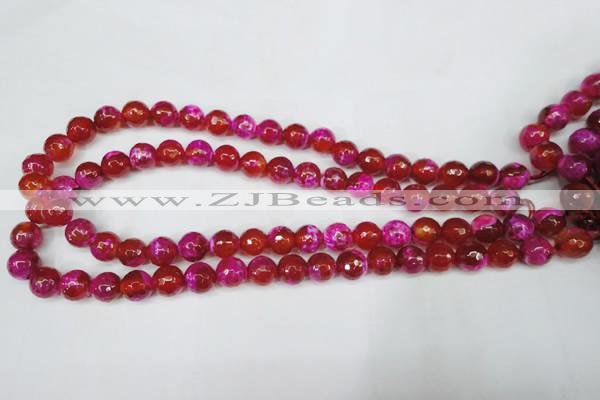 CAG5183 15 inches 10mm faceted round fire crackle agate beads