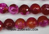 CAG5184 15 inches 12mm faceted round fire crackle agate beads