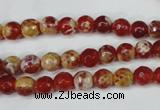 CAG5186 15 inches 6mm faceted round fire crackle agate beads