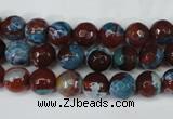 CAG5207 15 inches 8mm faceted round fire crackle agate beads