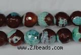 CAG5215 15 inches 10mm faceted round fire crackle agate beads