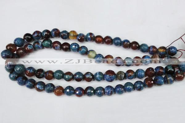 CAG5217 15 inches 10mm faceted round fire crackle agate beads