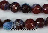 CAG5218 15 inches 12mm faceted round fire crackle agate beads