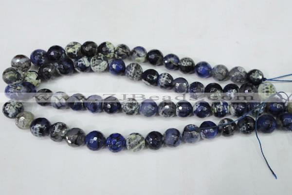 CAG5224 15 inches 12mm faceted round fire crackle agate beads