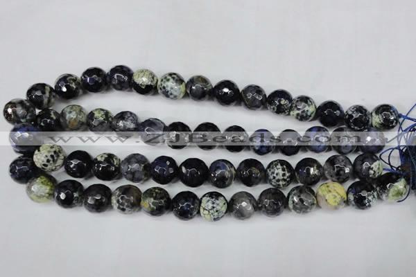 CAG5225 15 inches 14mm faceted round fire crackle agate beads