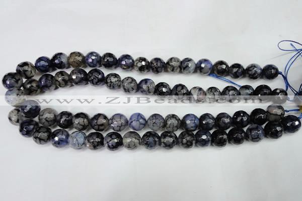 CAG5229 15 inches 12mm faceted round fire crackle agate beads