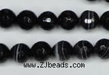 CAG5274 15.5 inches 10mm faceted round black line agate beads