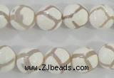 CAG5335 15.5 inches 12mm faceted round tibetan agate beads wholesale