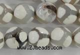 CAG5336 15.5 inches 14mm faceted round tibetan agate beads wholesale