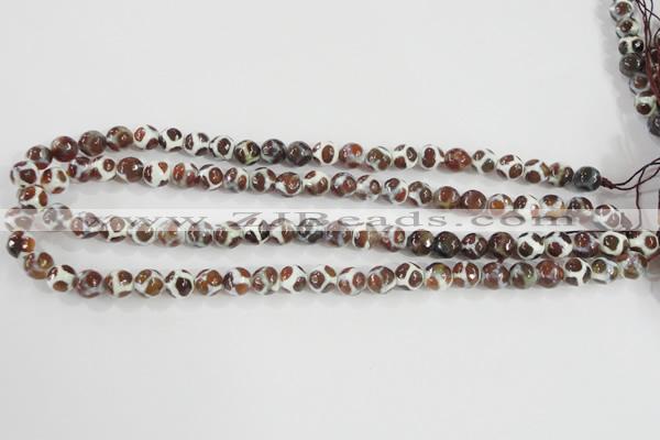 CAG5338 15.5 inches 8mm faceted round tibetan agate beads wholesale