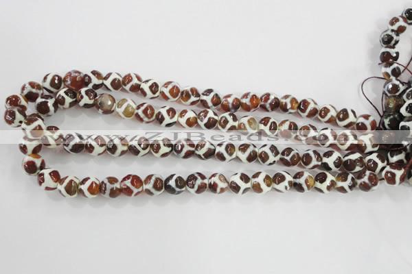 CAG5339 15.5 inches 10mm faceted round tibetan agate beads wholesale