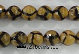 CAG5344 15.5 inches 10mm faceted round tibetan agate beads wholesale