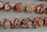 CAG5359 15.5 inches 12mm faceted round tibetan agate beads wholesale