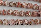 CAG5361 15.5 inches 8mm faceted round tibetan agate beads wholesale