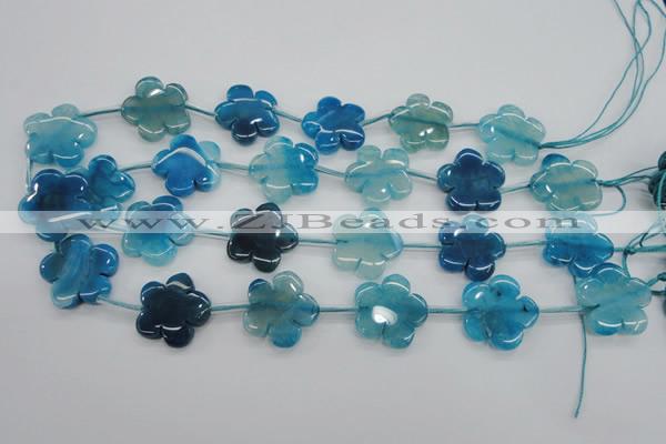 CAG5394 15.5 inches 24mm carved flower dragon veins agate beads