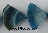 CAG5577 15 inches 22*32mm faceted triangle dragon veins agate beads