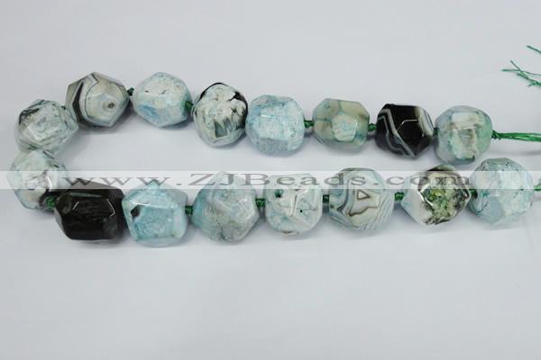 CAG5596 15 inches 25mm faceted nuggets agate gemstone beads