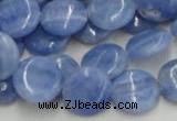 CAG560 16 inches 14mm flat round blue agate gemstone beads wholesale