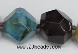 CAG5612 15 inches 25mm faceted nuggets agate gemstone beads